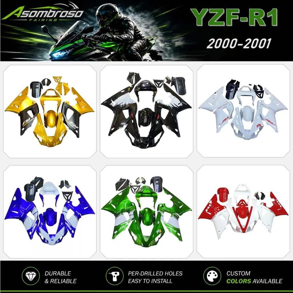 

ABS Injection Motorcycle Fairings For YAMAHA 2000-2001 YZF-R1 Plastic Body Kit Replacement