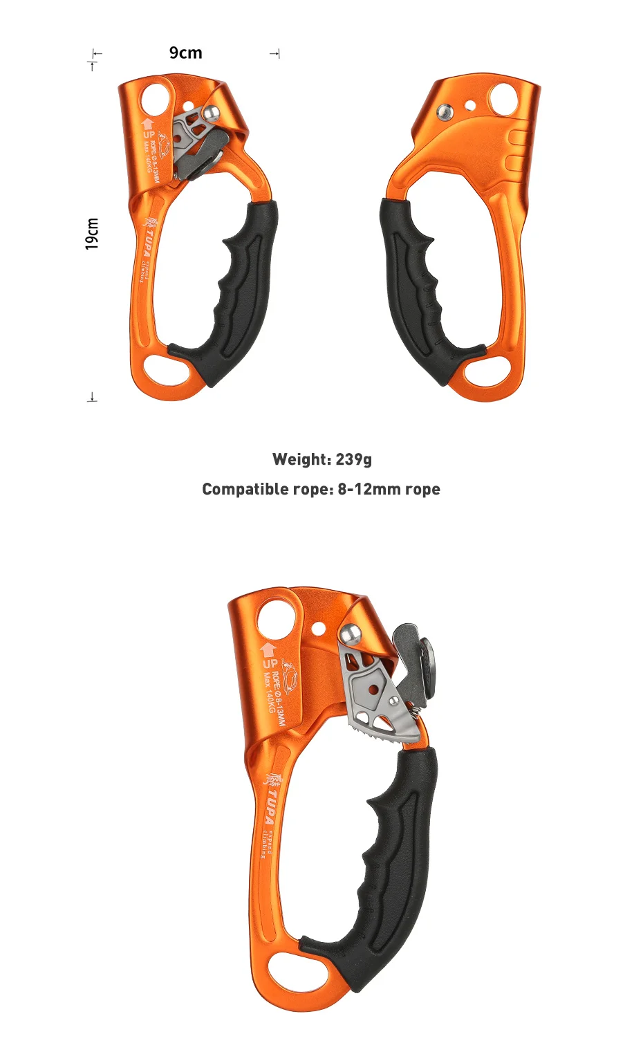 Outdoor Klettern SRT Hand Ascender Gerät Bergsteiger Griff Ascender Linke Hand Rechts Hand Klettern AusrüstungRope Werkzeuge – Detail 2
