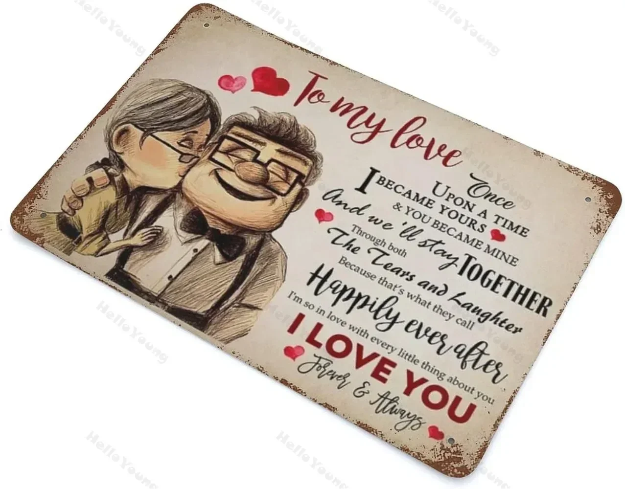 لافتة معدنية عتيقة ساحرة، "أنا أصبحتك" من كارل آند إيلي، فن حائط مثالي لعيد الحب، لتجميل منزلك.