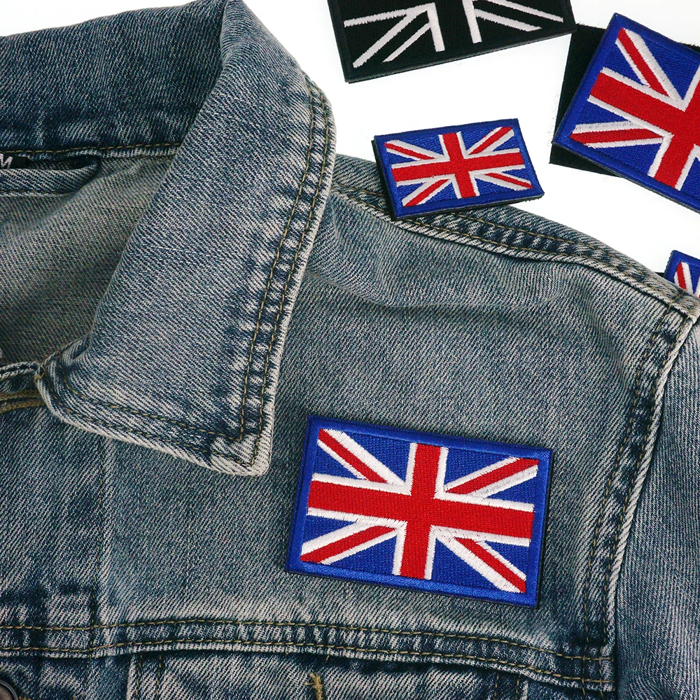 5/1 قطع الاتحاد جاك المطرزة التصحيح علم الاتحاد المملكة المتحدة هوك وحلقة الكتف شارة زين للملابس #5