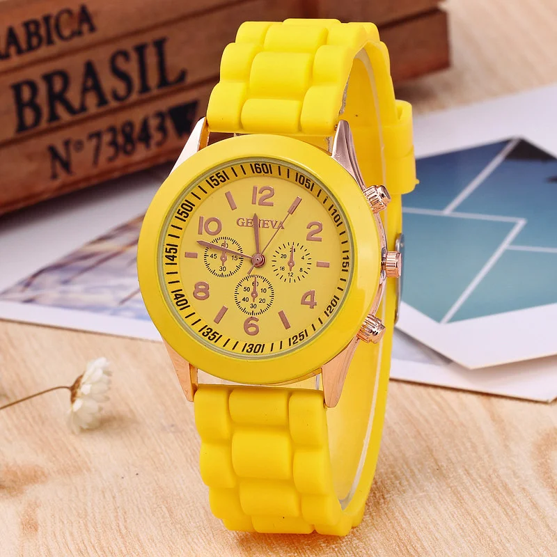 

Hot Sale Fashion Sport Watch Women Ladies Gilrs Students Wristwatches GENEVA Casual Silicone Band Quartz Watches Reloj Mujer