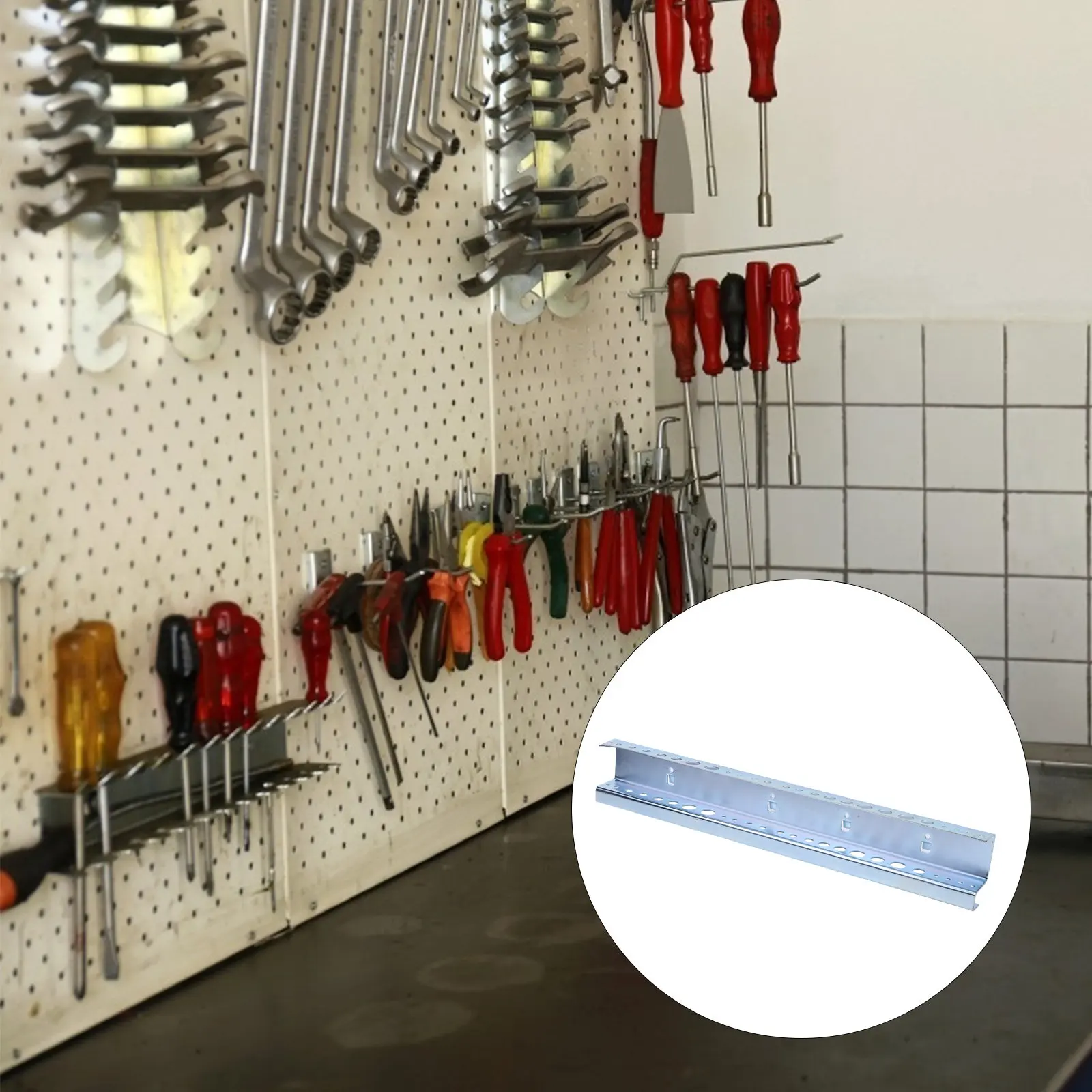 

1Pcs Hardware Tool Rack Alloy Steel Garage Pegboard Wall Storage Organizer Workshop Hanging Hole Board Storage Rack