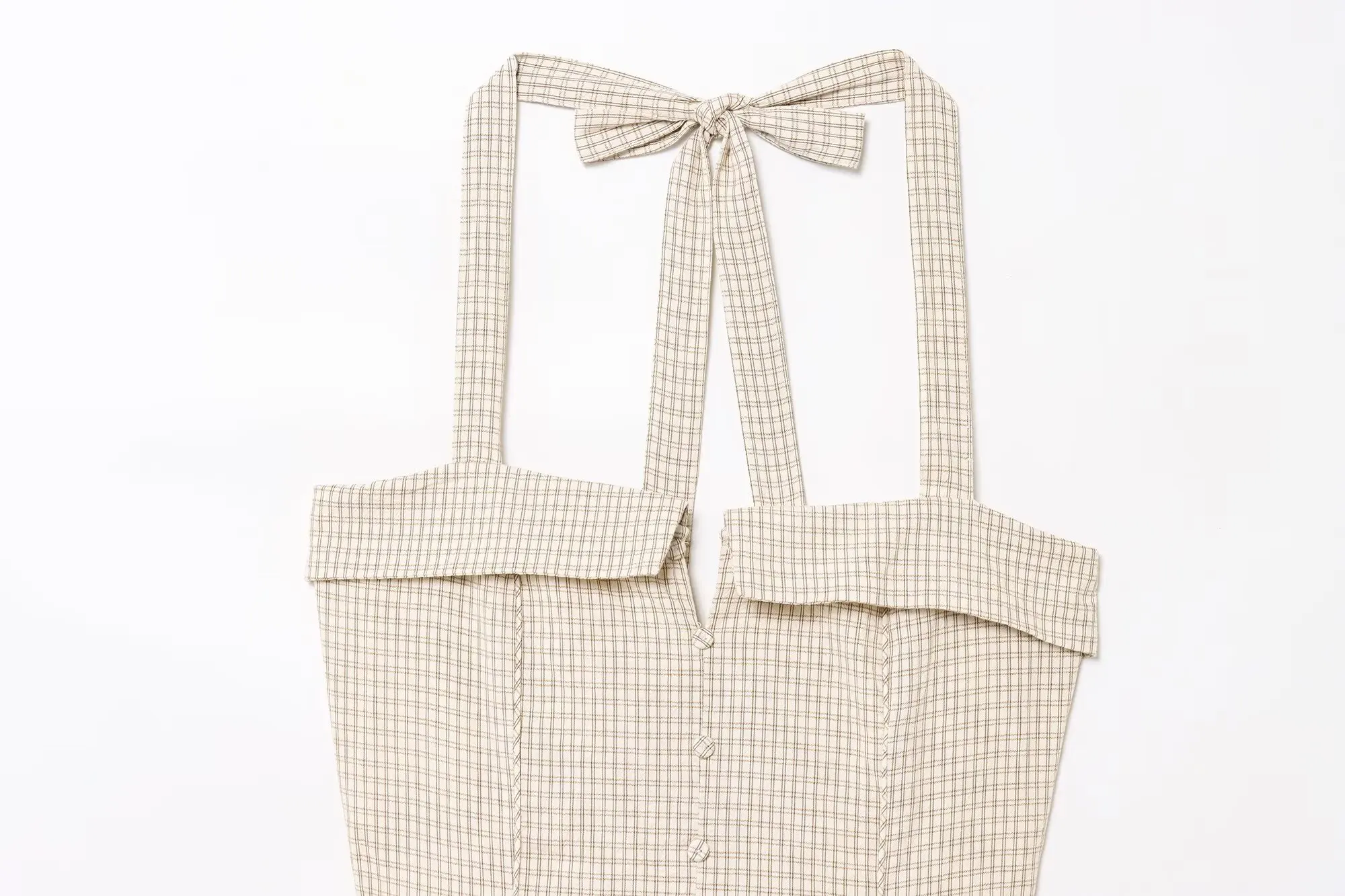 PB&ZA2025Zomer nieuwe zoete en modieuze taille cinching afslankende hangende halskraag geruite korte jurk