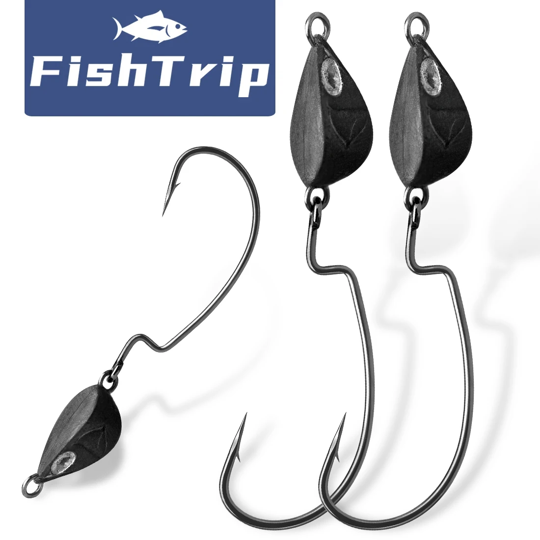 FishTrip 10Pcs Jig Head Fishing Hook Weedless Underspin Bassfor Fishing Saltwater Freshwater