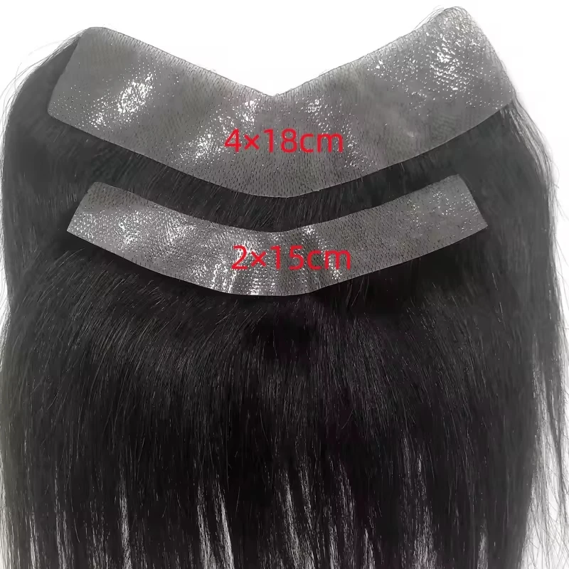 قطعة علوية من الشعر البشري بنسبة 100% للرجال - قاعدة من البولي يوريثان الأمامية على شكل حرف V مقاس 6 بوصات، شعر ريمي قصير مستقيم |   مظهر طبيعي، مرفق آمن