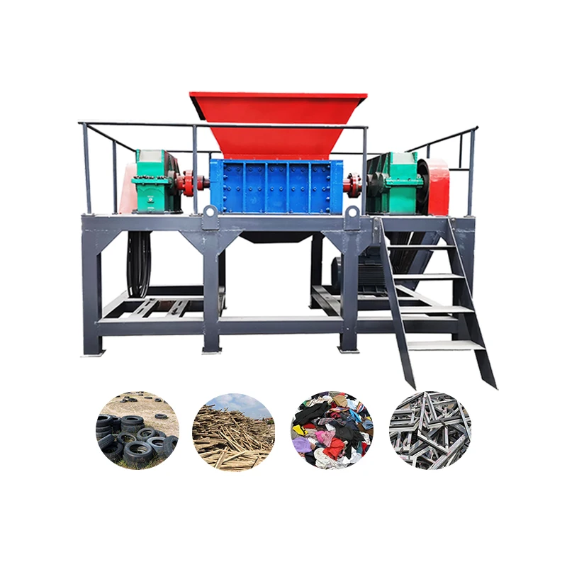 Small Dual Shaft Shredder Machine for Waste Plastic PVC Film Rubber Tyre Recycling Heavy Duty Tire Crusher Scrap Metal