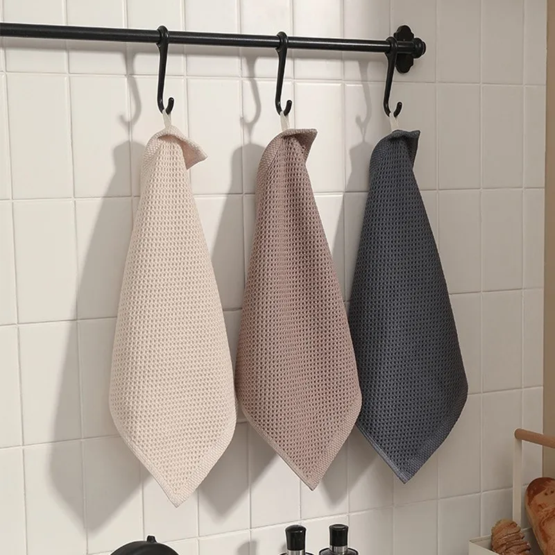 Cotton Dishcloth Honeycomb Towel Can Be Hung Square Towel Household Kitchen Living Room Hand Towel Desktop Cleaning Cloth