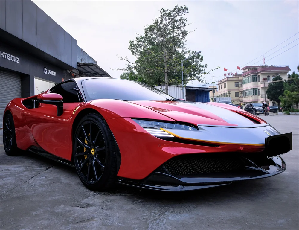

Front Lip Front Middle Lip Front Corner Body Kit for Ferrari SF90 Genuine Carbon Fiber OEM Style Body Kit From 2020 to 2022