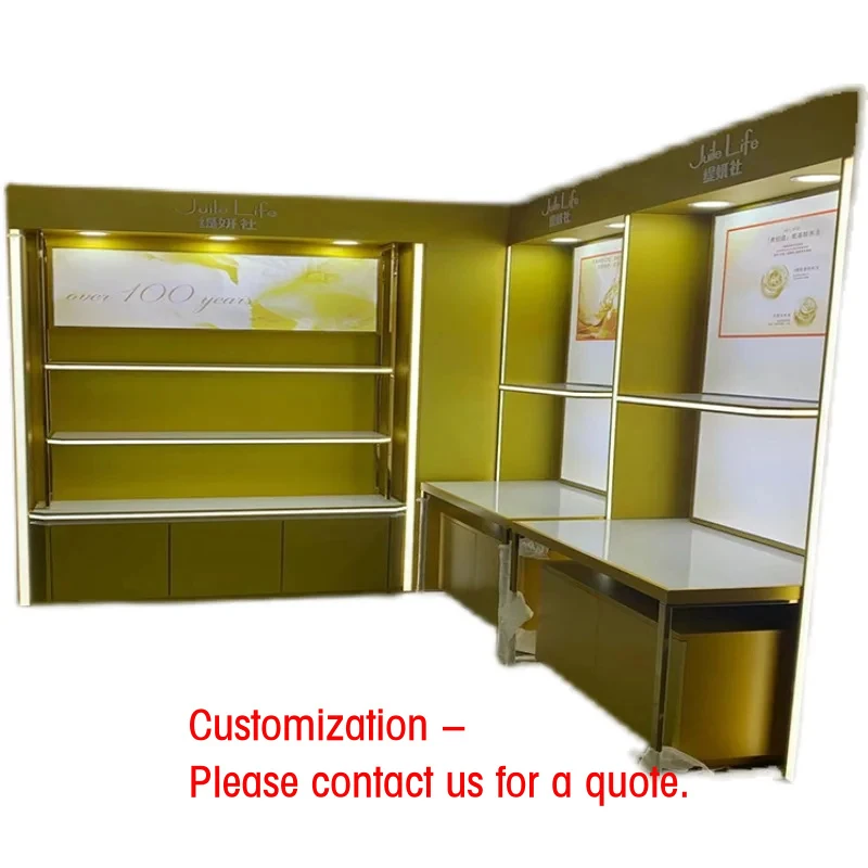 

custom.High End Glass/Plywood Makeup Stand Mobile Shop & Retail Display Customizable Color/Size ODM OEM Service 1 Year Warra