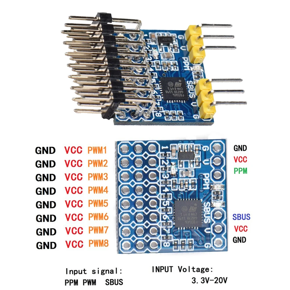 ตัวแปลงสัญญาณ SPP-SBUS 8CH SPP 15A 3.3-20V สำหรับแปลงสัญญาณ PPM PWM SBUS สำหรับตัวรับสัญญาณ FLYSKY IA6B FRSKY X8R