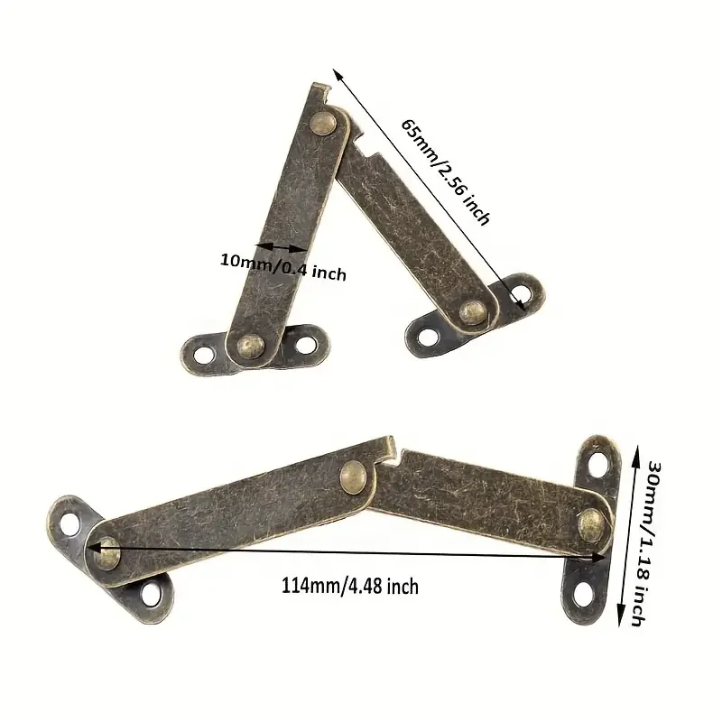 6Pcs Rustic Bronze Folding Lid Supports - Durable Hinges with Adjustable Stay Function - Cabinets