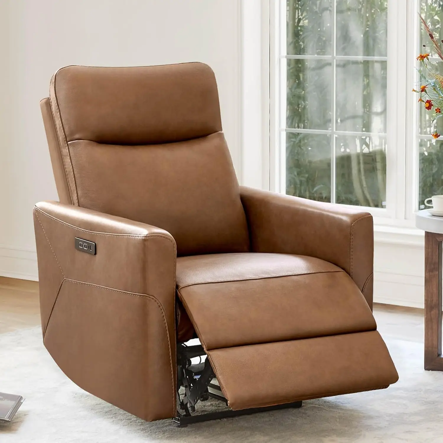 

Genuine Leather Power Recliner Chair, Electric Wall Hugger Recliner for Small Spaces, Modern Living Room and RV Recliner Chair