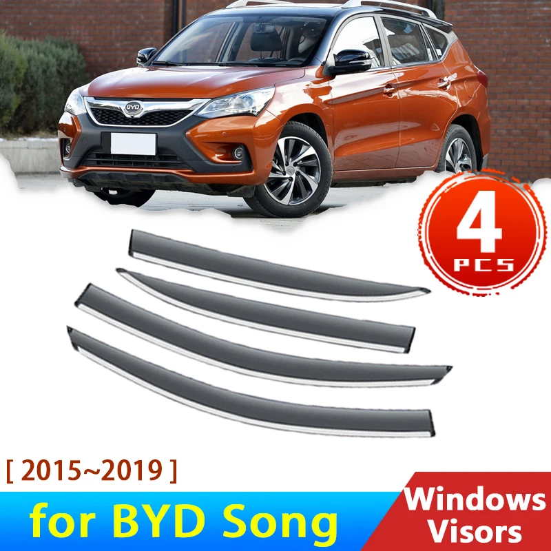 

4х дефлекторы для BYD Song S3 S5 2015 ~ 2019 2017 аксессуары Автомобильные Боковые оконные козырьки защита от дождя для бровей солнцезащитный козырек защитная крышка