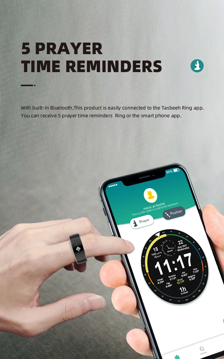 Compteur Tasbeeh avec application Bluetooth, QB708, anneau Zikir intelligent, comptage de la prière musulmane, équipement, nouveau design, 2023