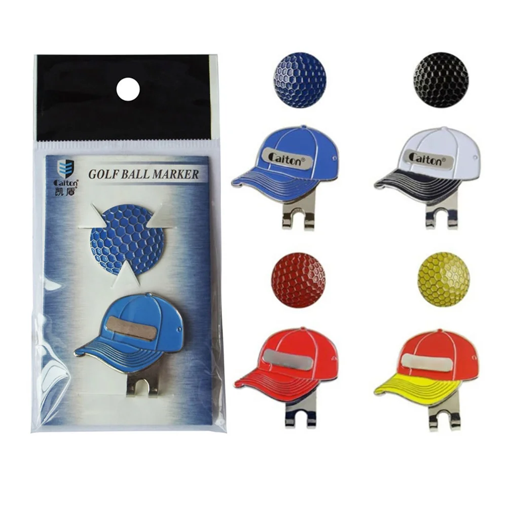 

2Pcs Premium Alloy Ball Markers Hat Clip Quality Construction Ball and Hat Pattern Golf Accessory for Men Women Golfers
