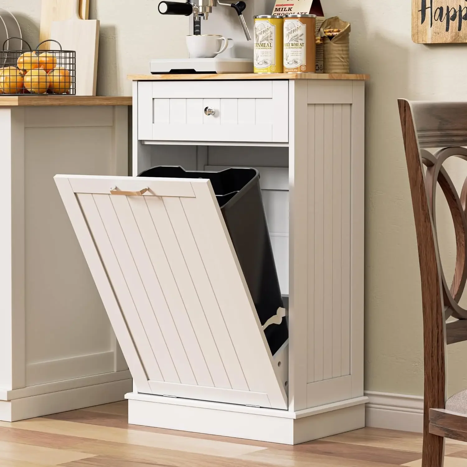 

M 13 Gallons Tilt Out Trash Cabinet Kitchen Waste Bins Recycling Cabinet Trash Can Holder With Hideaway Drawer Pet Proof Trash C