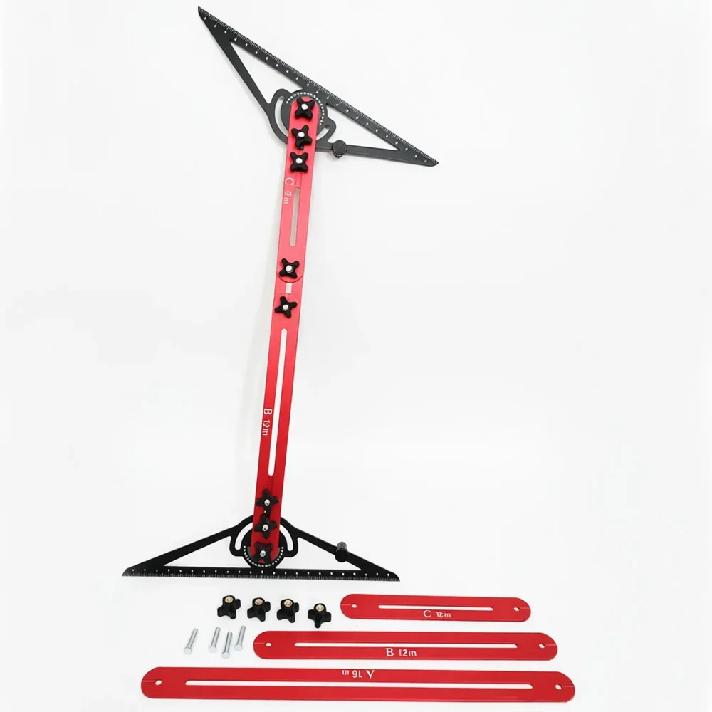 Professional Stair Tread Layout Tool - Heavy Duty Stair Gauge with Angle Finder - Folding Measuring Jig for Precise Cutting