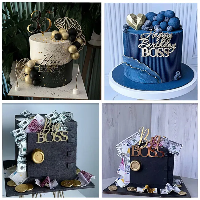 Новые боковые топперы для торта с днем рождения, украшения цвета: золотистый, серебристый, акриловые топперы для торта на день рождения, подарок для детского душа, принадлежности для выпечки