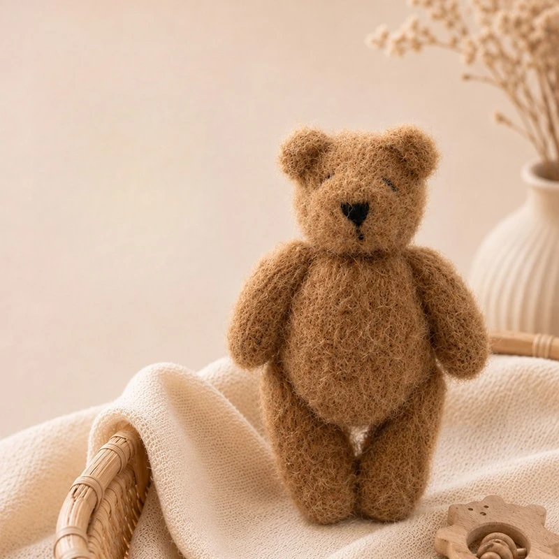 Newborn Photography Props Cute Handmade Knitted Bear Doll Decoration Accessories for Studio Photoshoot Baby Souvenirs Prop view 4