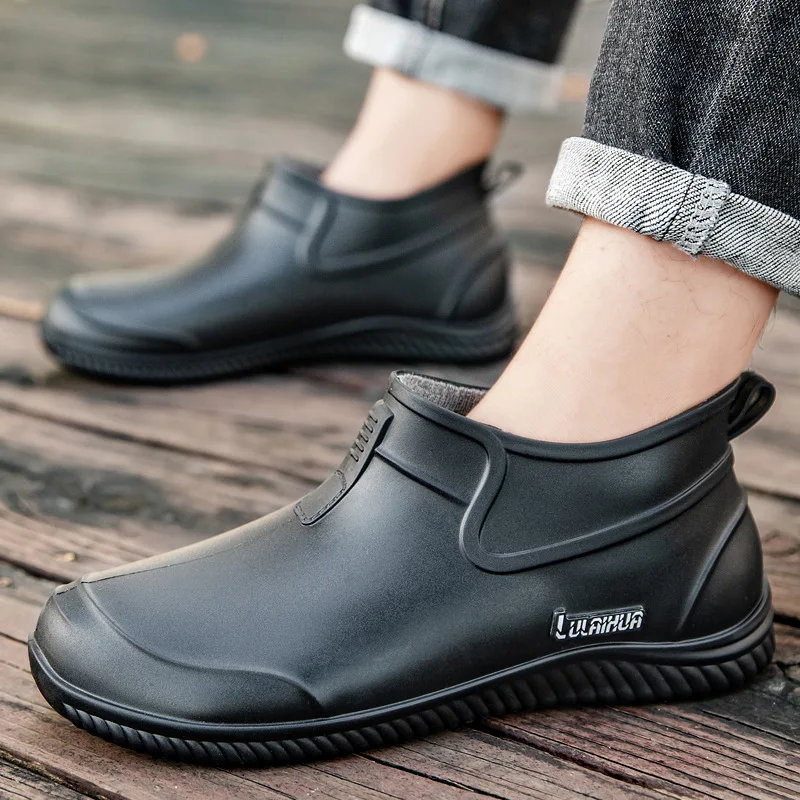 Men's Shallow Rain Boots Daily Versatile Dirt-resistant Waterproof Anti-slip Water Shoes Comfortable Outdoor Couple Fishing Shoe