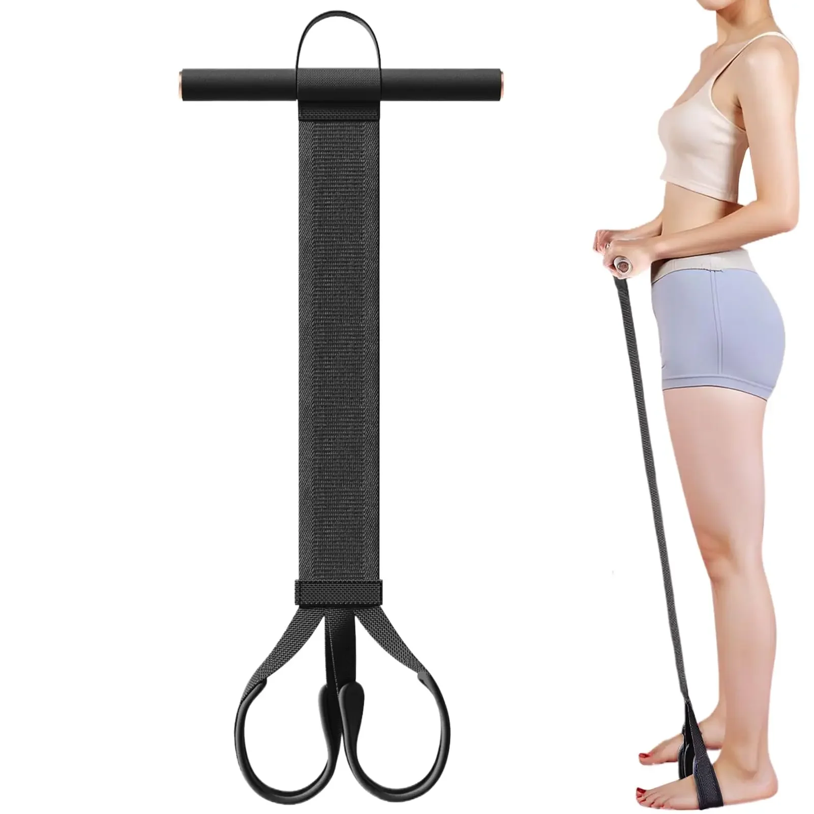 Home Ab Trainer with Foot Loops, Portable Sit Up Pull Rope, Abdominal Resistance Band for Core Arm Leg Workout