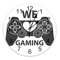 Alphabet Game Controller Decorative Round Wall Clock Arabic Numerals Design Non Ticking Wall Clock Large For Bedrooms Bathroom