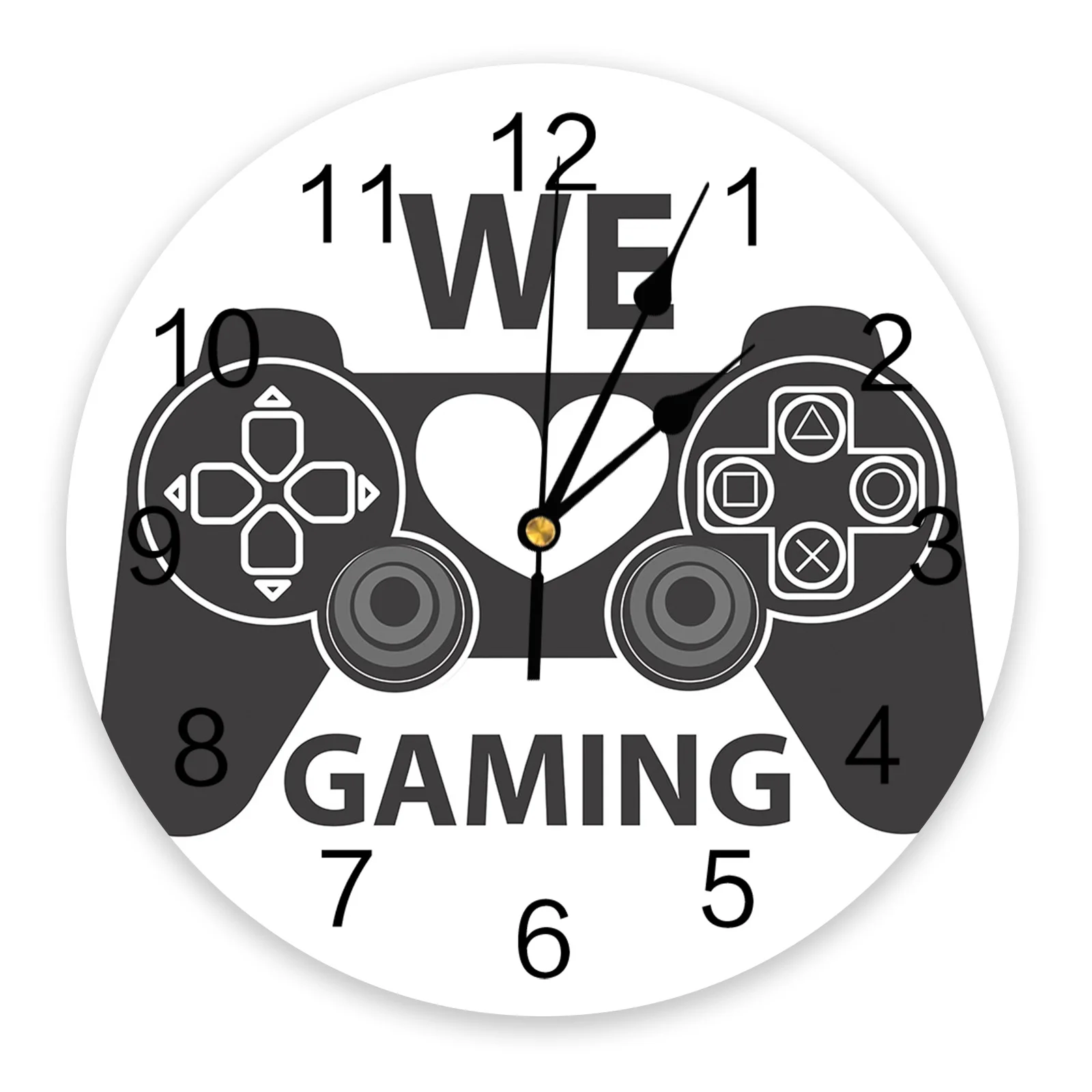 Alphabet Game Controller Decorative Round Wall Clock Arabic Numerals Design Non Ticking Wall Clock Large For Bedrooms Bathroom