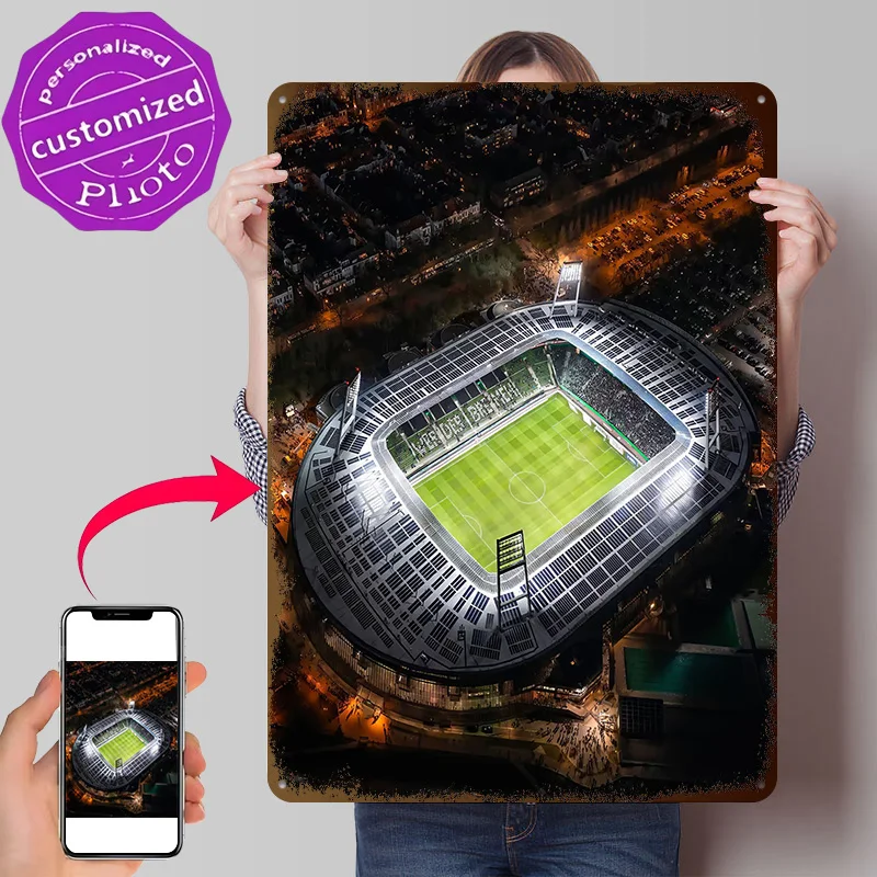 Weserstadion Bei Nacht Personalisiertes 3D Strukturiertes Metallposter Wandkunst Vintage Blechschilder zur Dekoration Schlafzimmer-Accessoires Haus