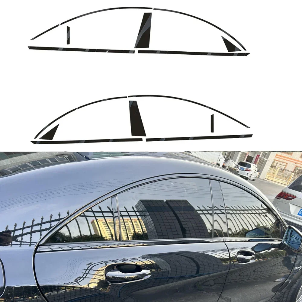 Gloss Black Exterior Side Window Stripe Overlay Cover For Mercedes Benz CLS W218 2012-2017