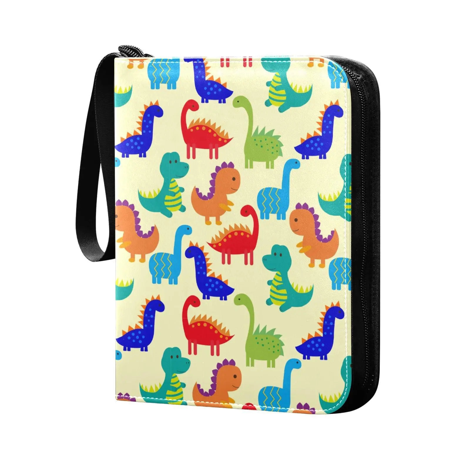 

Cute Colorful Dinosaurs 4 Pocket Cards Binder 400 Double Sided Pocket Album for Sport Game Cards Unique Card Collection Storage