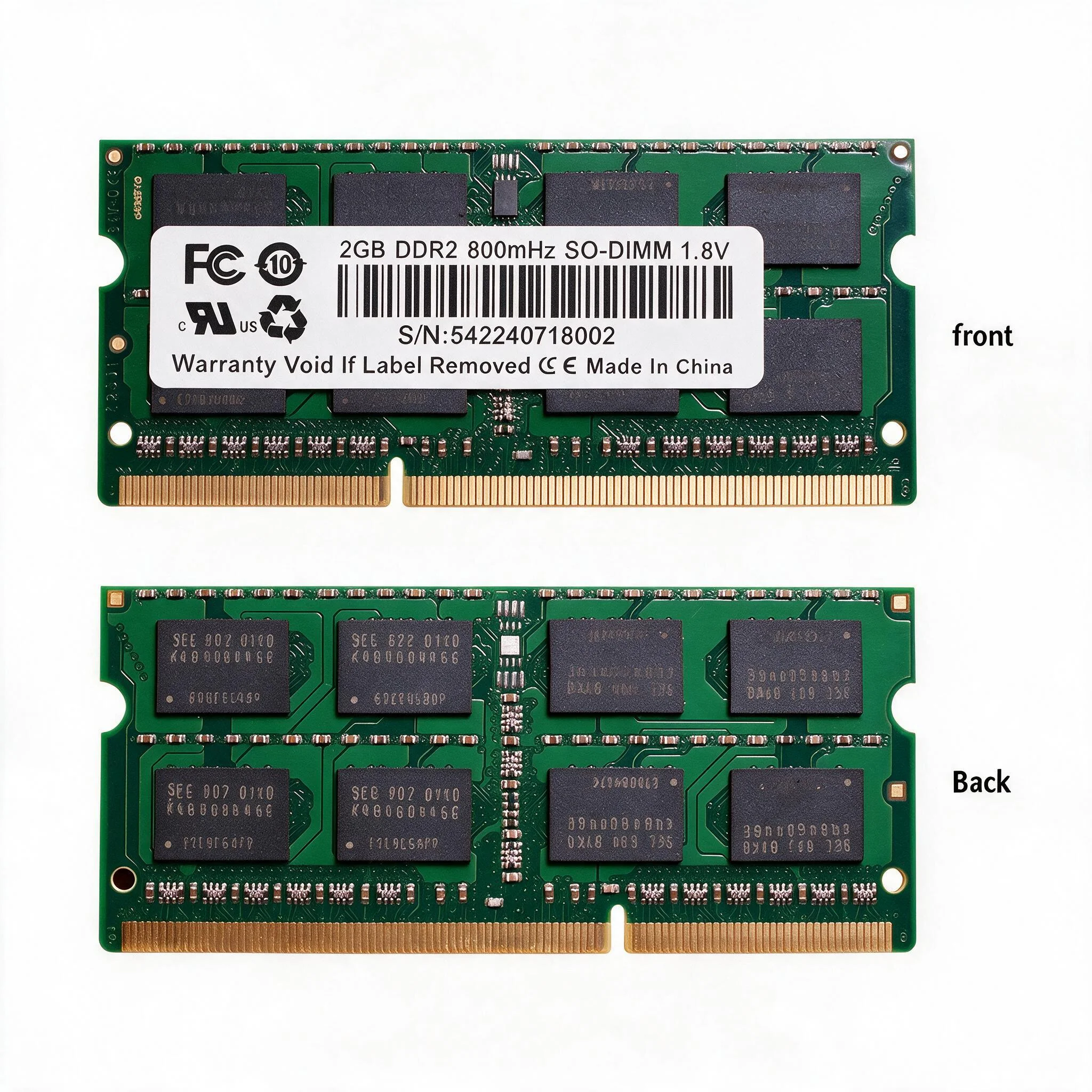 DDR2 RAM 2GB 800MHz Laptop Memory SODIMM PC2-6400S 204Pin 1.8V Notebook RAM Upgrade Compatible with Notebook Computer