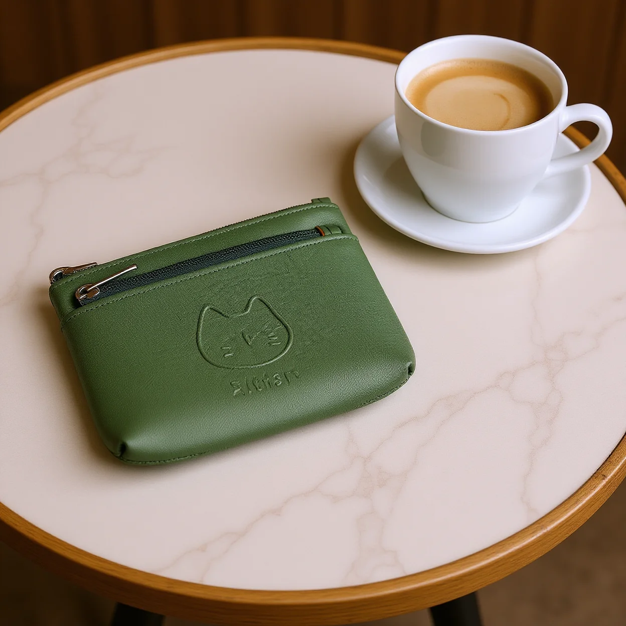 Pu Leather Coin Purse Wear-Resistant Mini Card Holder Double Zipper Coin Purse Embossed Card Holder For Coin Storage Daily Daily