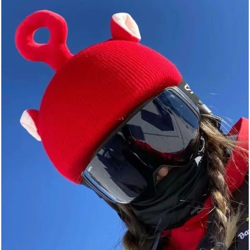 Ski Helmet Cover Knit Beanie Hat Funny Helmet Decoration Accessory For Snowboard Ski Single Double Board
