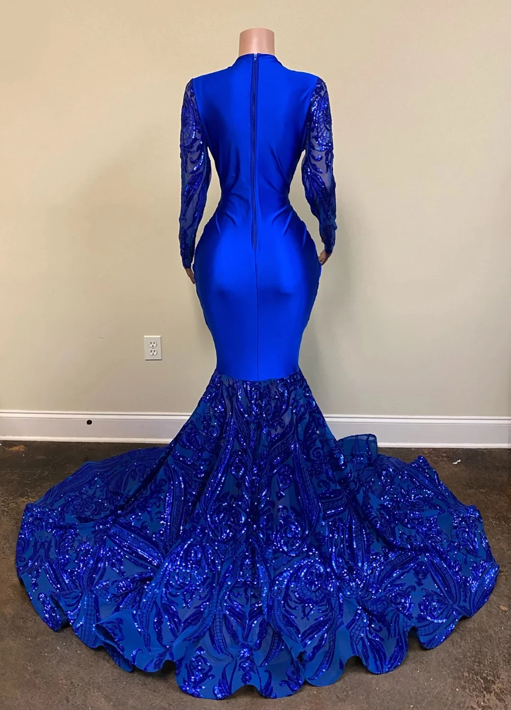 Royal Blue Prom Jurk Voor Zwarte Meisjes 2023 Mermaid Sequin Lange Mouwen Afrikaanse Formele Avond Party Gala Jurk Graduation