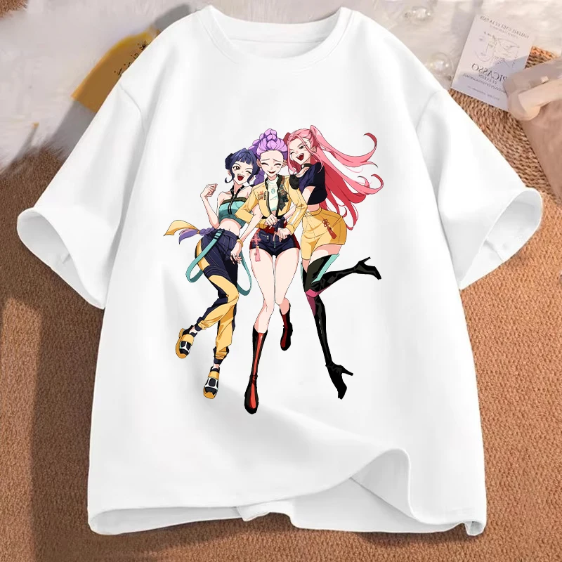 

KPop Demon Hunters Adult T-shirts Anime Cotton Soft Casual Tees Tops Fashion Women Men Summer Clothing Oversize Clothes Gift New