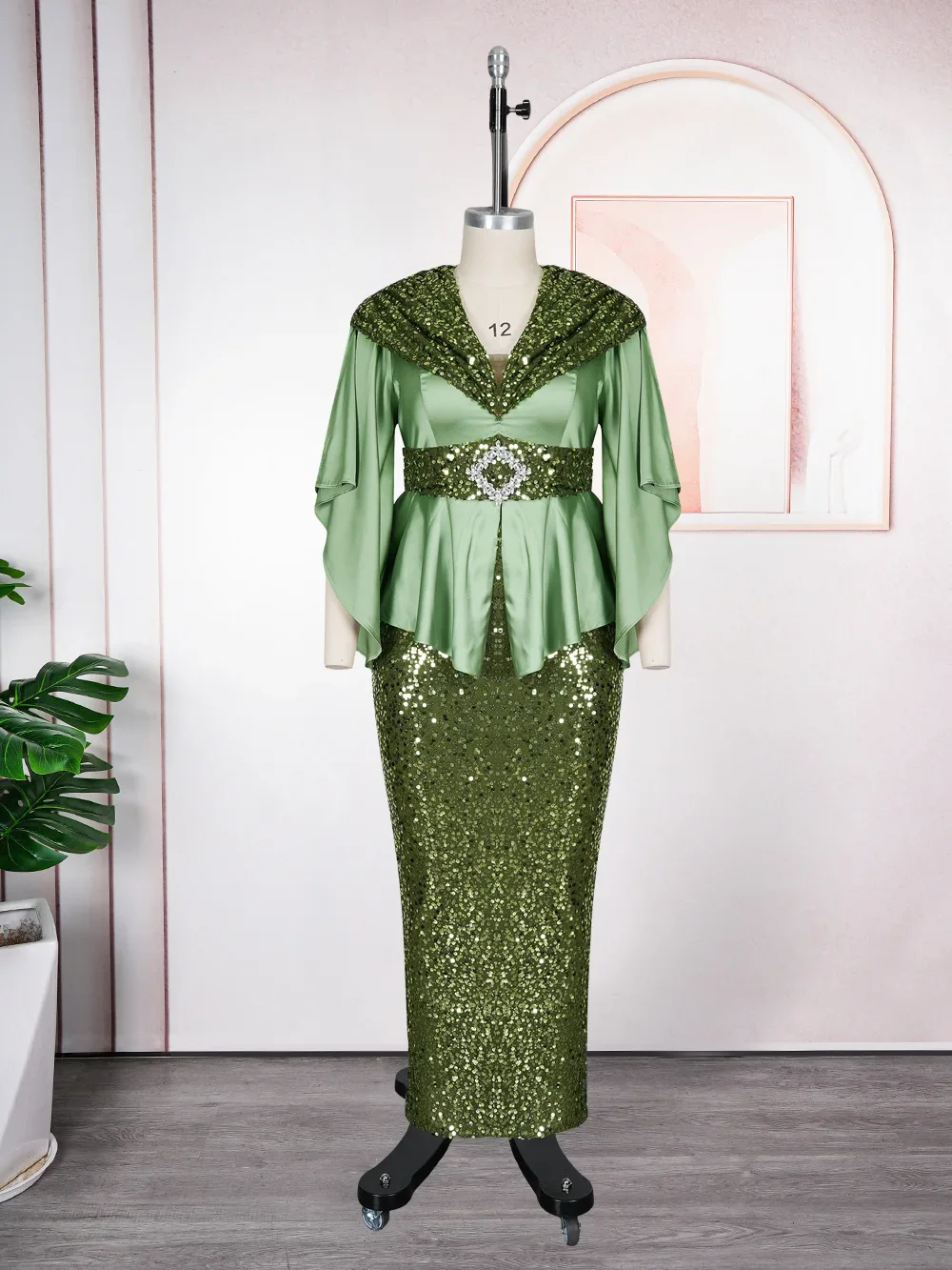 

African Party Dresses for Women Elegant Turkey Muslim Wedding Evening Gown Plus Size Dashiki Sequin Sexy Bodycon Slit Long Dress