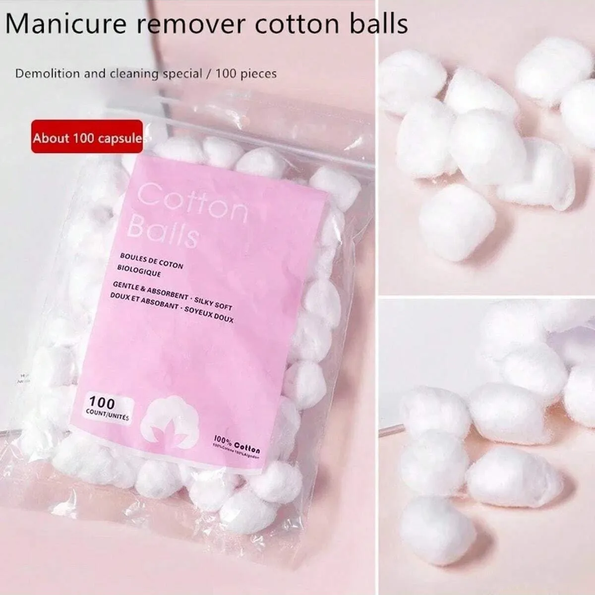 50/100/200 Stück Nagellackentferner Baumwolle Wolle Bälle Reinigungswerkzeug Nail Art Reiniger Maniküre Werkzeuge