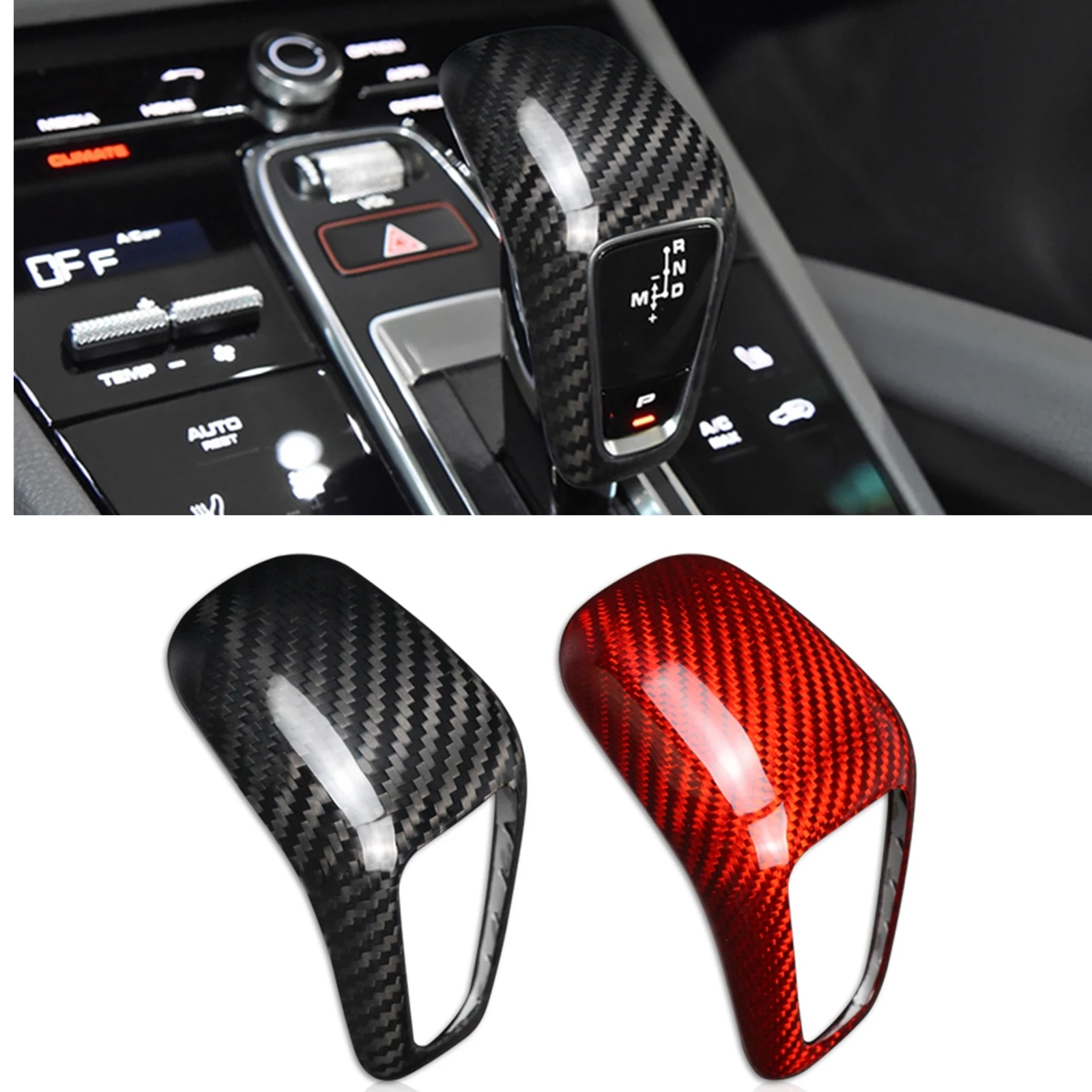 

For Porsche Cayenne 2019 2020 2021 2022 2023 Carbon Fiber Gear Shift Handle Knob Cover Trim Car Shifter Handknob Shell Case Cap