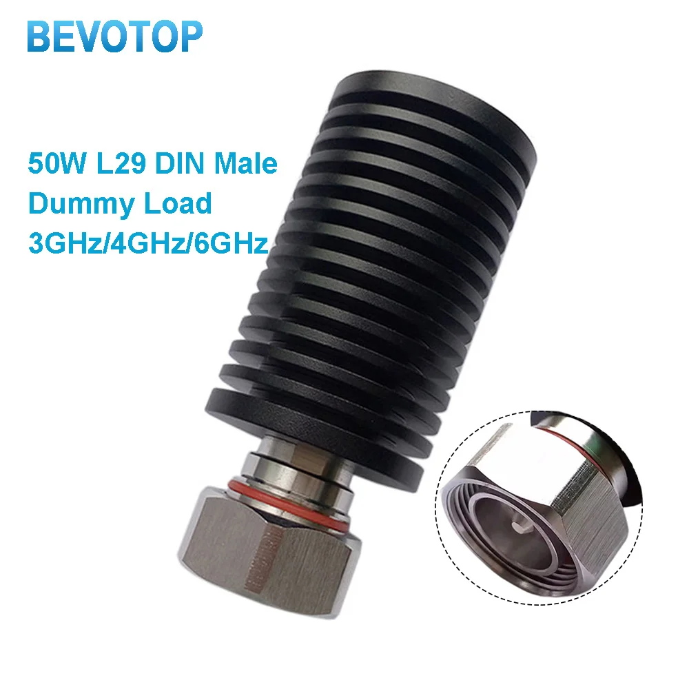 50W L29 DIN Male Plug RF Coaxial Termination Dummy Load 50 Ohm Brass Connector Socket for 3Ghz/4Ghz/6Ghz Adapter