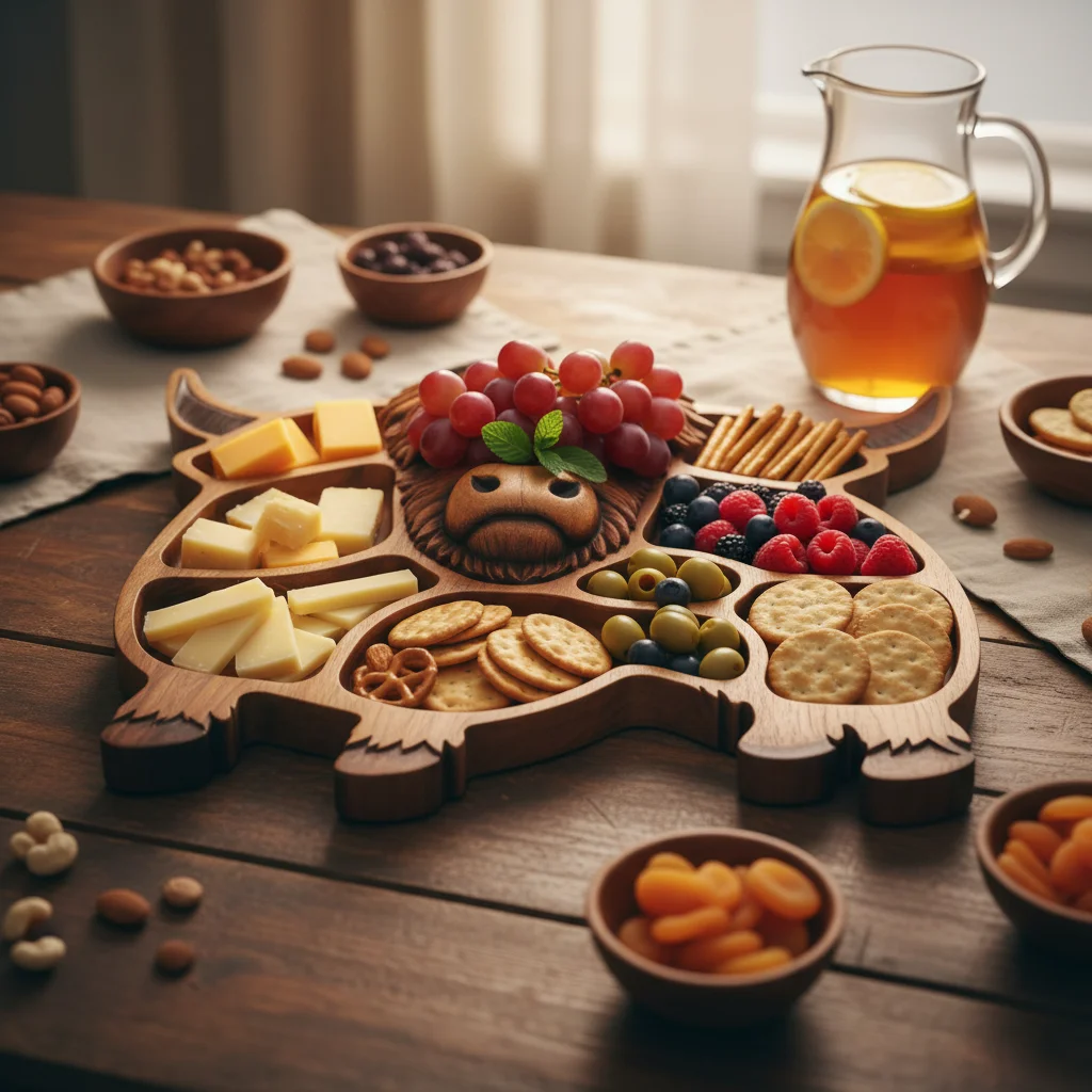 Wooden Serving Platter Xyloid Material for Party Guests Cow Charcuterie Board Cheese Fruit Snack Tray Durable Gift