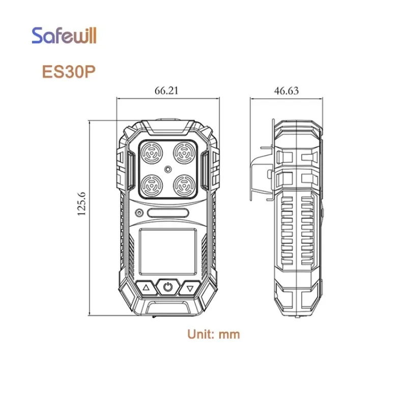 ES30P IP65 Portable 4-in-1 Multi-Gas Detector High Accuracy Rechargeable Battery LED Digital Display Exib IIB Gb