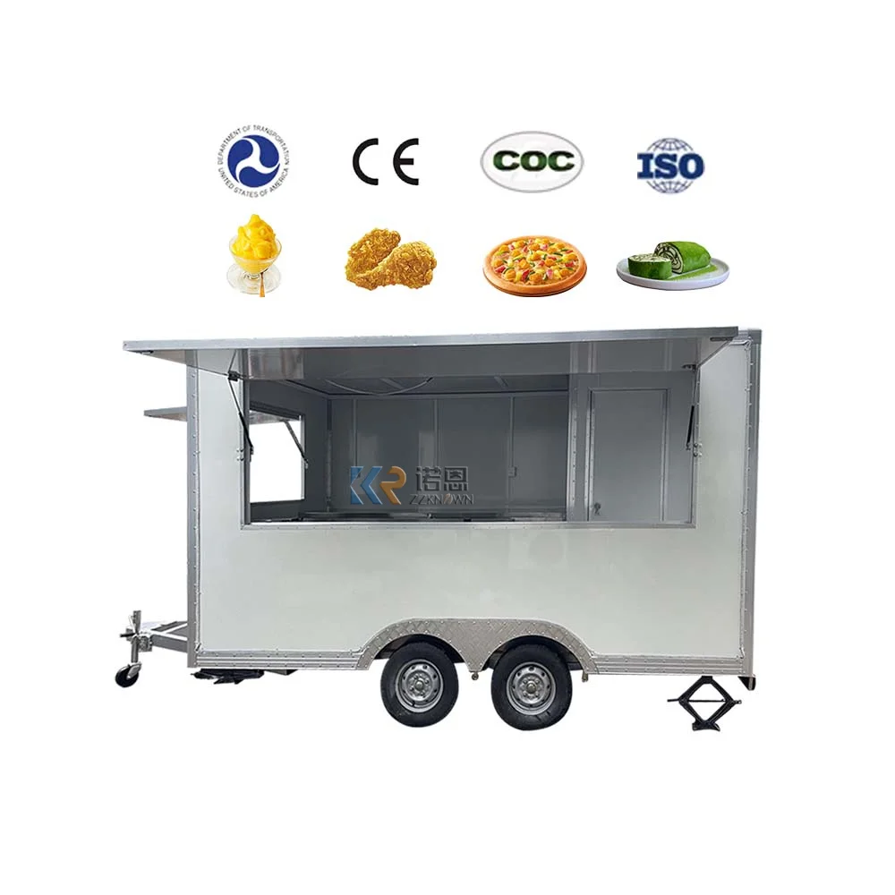 China Custom Mobile Street Fast Vending Carts Fast Food Truck Used Car Van Food Trailers With Freezer For Sale Europe