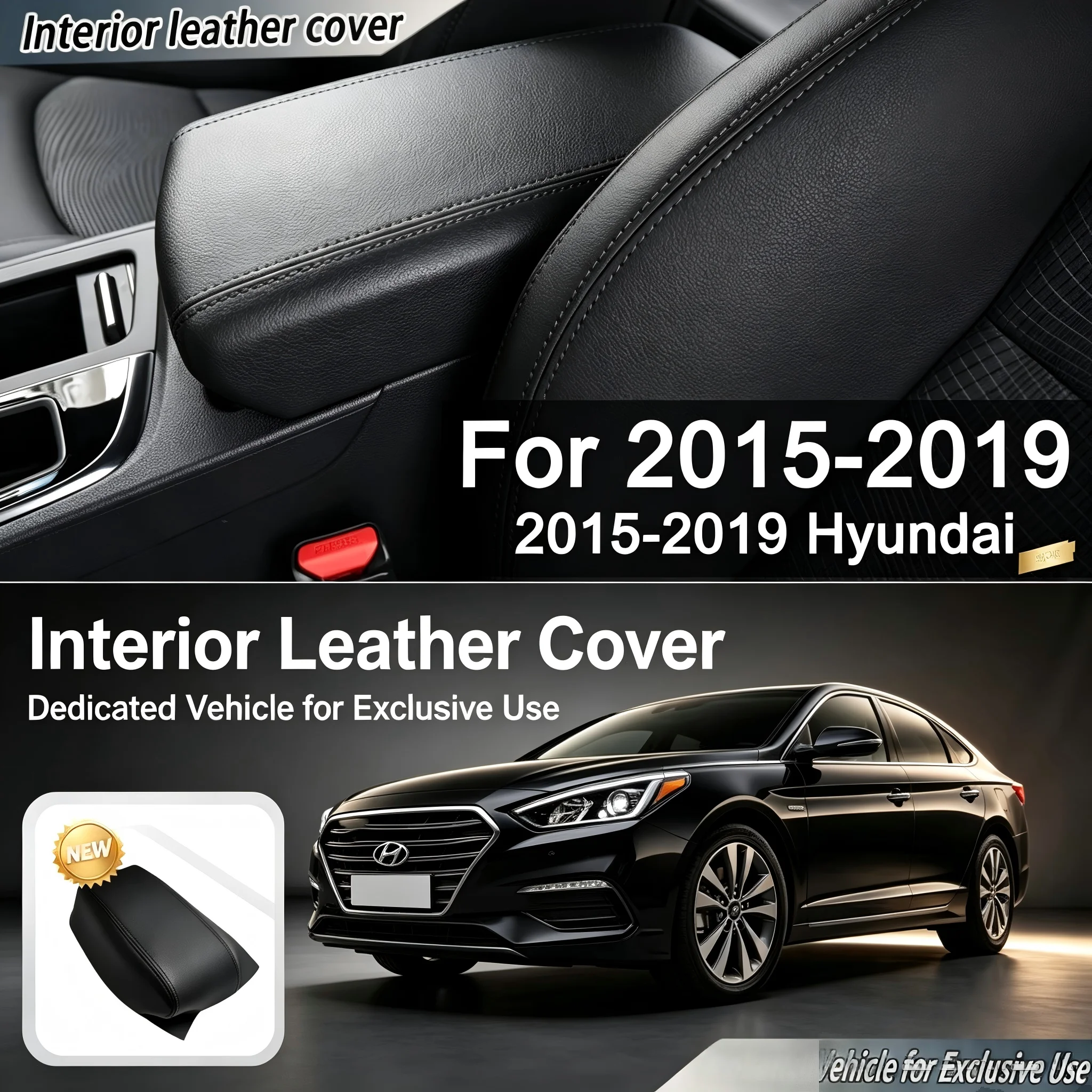 Microfiber Leather Center Console Armrest Box Replacement Skin Protective Cover For HYUNDAI Sonata 9th Gen 2015-2019