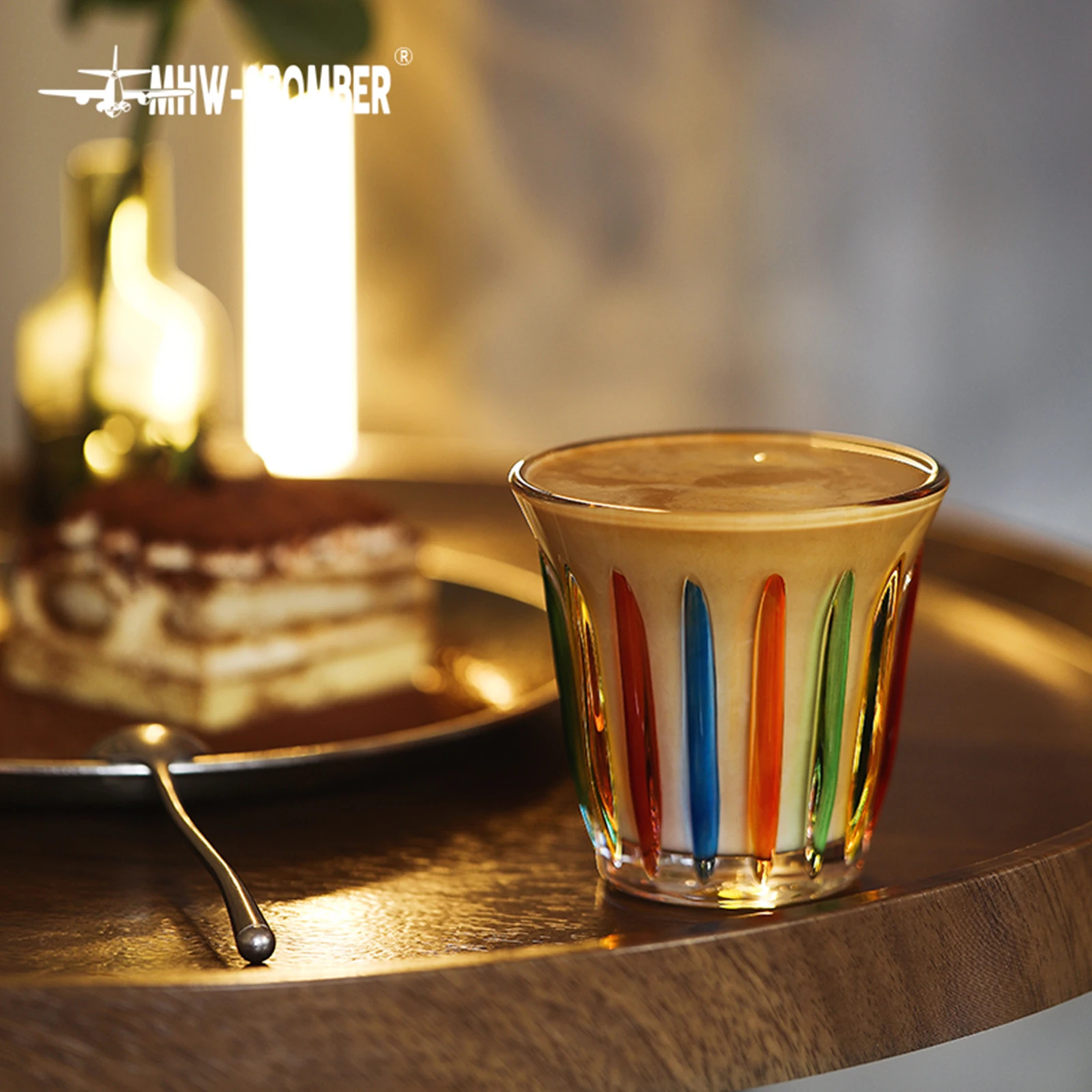 MHW-3BOMBER 90-480ML Glass Coffee Cup Art Hand-Painted Espresso Mug Anti-slip Drinking Glasses for Coffee Tea Drinking Glassware