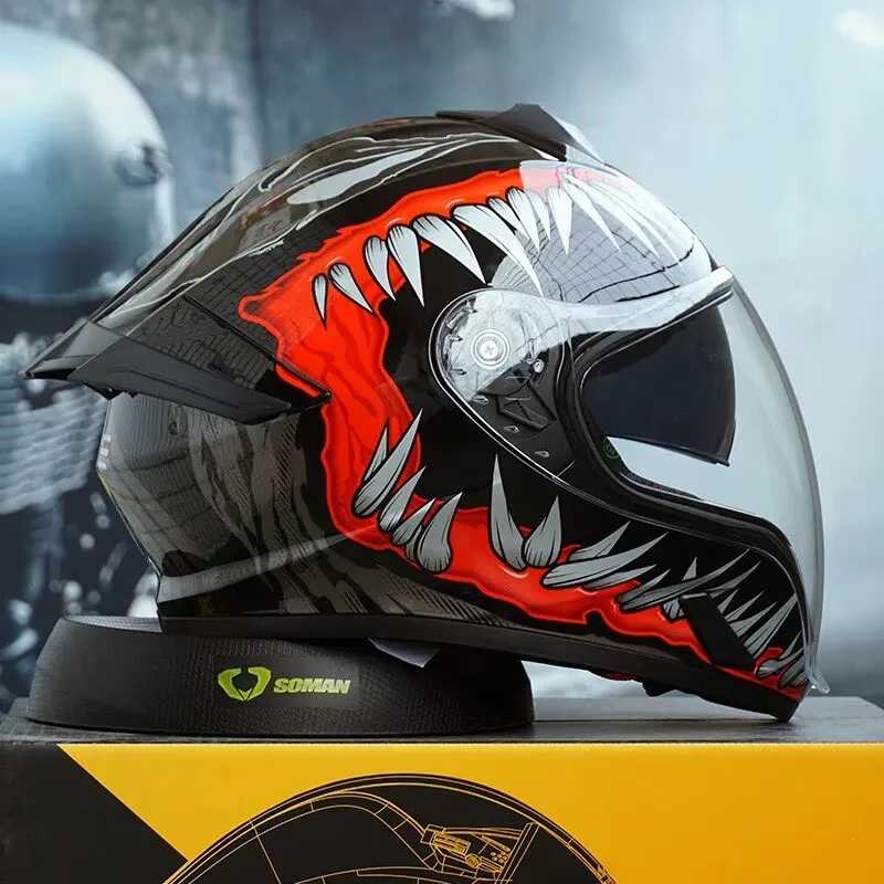 

Qike FP-02 Motorcycle Helmet Peeling Helmet Men and Women Four-season Ultra-light Motorcycle Travel Locomotive Ghost Helmet