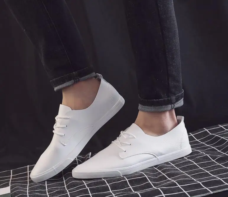 NEW Breathable Men\'s Shoes Casual Shoes Board Shoes Round Toe White Style Trendy Youth Shoes Sneakers