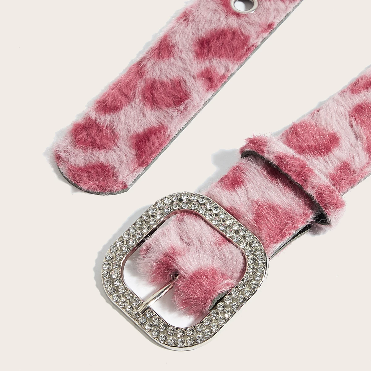 Gothic Y2K Frauen Gürtel Mode Künstliche Lebendige Tier Pelz Bund Damen Hip hop Punk Zubehör Rosa Jeans Bund winter – Detail 13