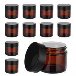 10Pcs Amber Glass Jars Straight Sided Cosmetic Jars Empty Cosmetic Containers For Cosmetic Cream Lotion 60ml Face Cream Bottles