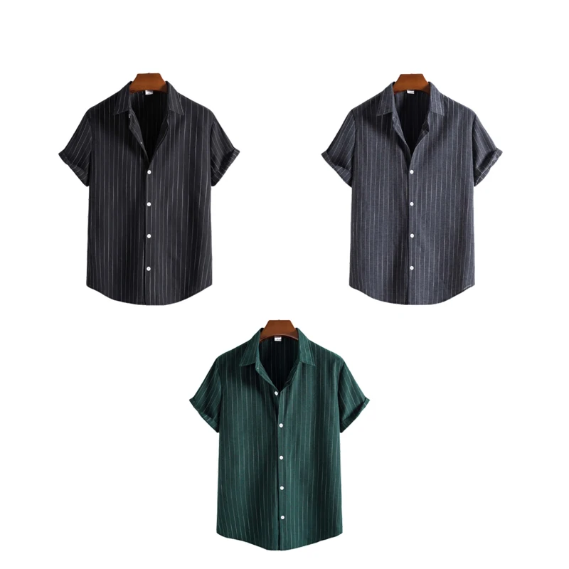 Camicie a maniche corte alla moda da uomo Camicie a maniche corte con supporto a righe casual Nuovi vestiti estivi Streetwear