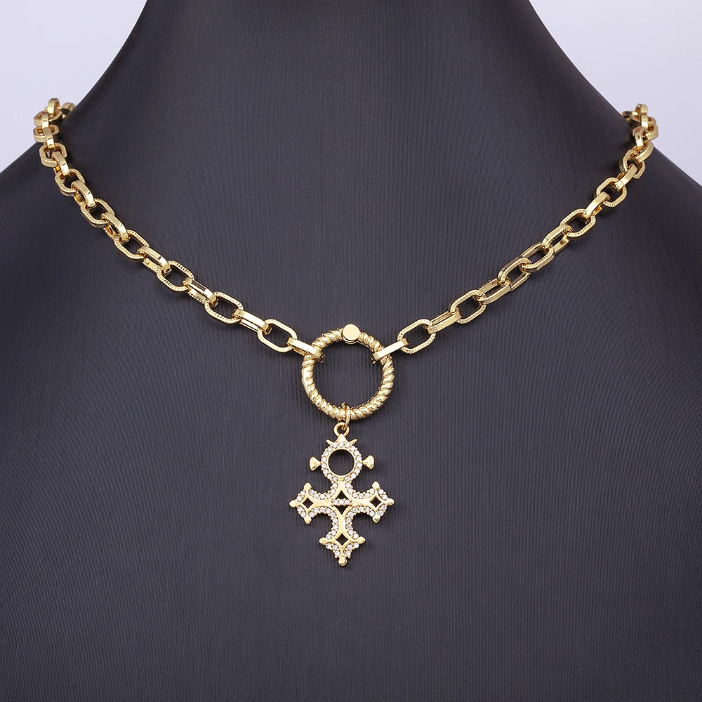 

Nidin Hot Selling 8 Styles Hollow Thick Clavicle Chain Geometric Cross Necklace For Women Punk Hip-Hop Streetwear Jewelry Gifts